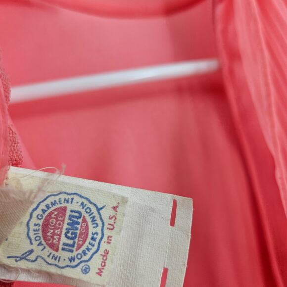 Vintage 70's Dress Gown Pink Chiffon Satin Layered Cape Long Sleeve Maxi Size XS - Picture 11 of 12